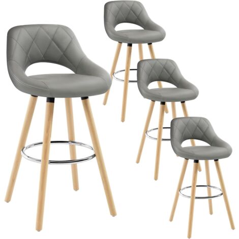 WOLTU  Bar Stools Set of 4 Breakfast Counter Chairs Modern High Stools for Kitchen Home Bar Restaurant, Grey