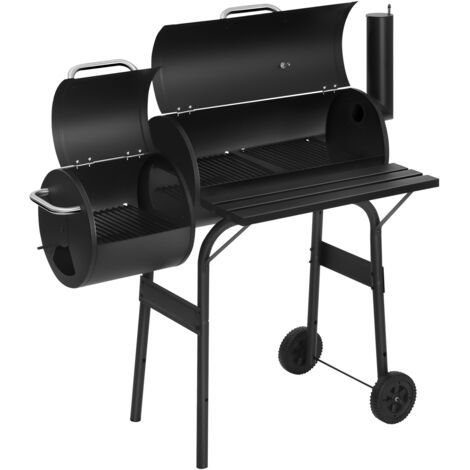 Woltu – Barbecue à charbon portable 115x53x114cm – 3 grilles de cuisson – Roues pour transport facile – Thermomètre intégré – Idéal pour fumer et griller
