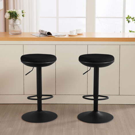 WOLTU Barhocker 2er Set, Barstühle Höhenverstellbar drehbar, Drehhocker Tresenhocker mit Fußstütze Metallgestell, für Bar Kücheninsel, Netzgewebe, Schwarz