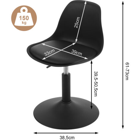 WOLTU Barhocker 2er Set, Barstuhl höhenverstellbar, Bistrohocker mit Rückenlehne, 360° Drehstuhl, 120 kg belastbar, Schwarz