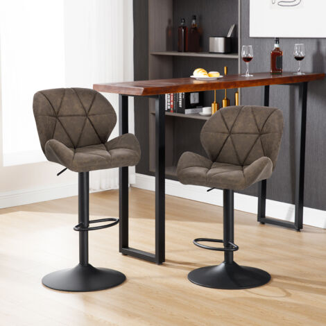 WOLTU Barhocker 2er Set, Barstuhl Höhenverstellbar, Bistrohocker mit Rückenlehne, höhenverstellbar, 360° Drehbar, Tresenhocker aus Kunstleder, belastbar bis 120 kg, Dunkelbraun