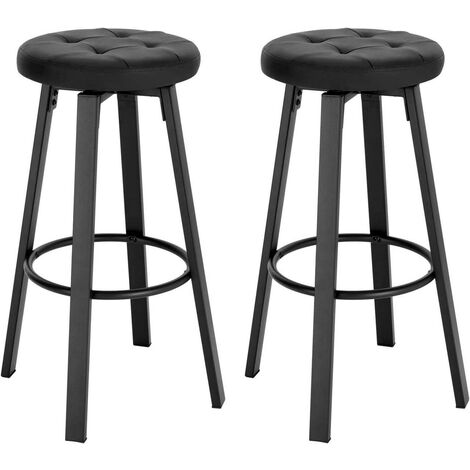 WOLTU Barhocker 2er Set, mit drehbarem Sitz, gepolsterer Hocker mit Kunstleder-Bezug, 120 kg belastbar anthrazit