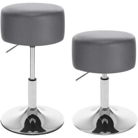 WOLTU Barhocker 2er Set, Schminkhocker Höhenverstellung, Barstühle rund, 360° Drehbar Bürohocker, gepolstert Kunstleder, für Küchen Bar, Grau