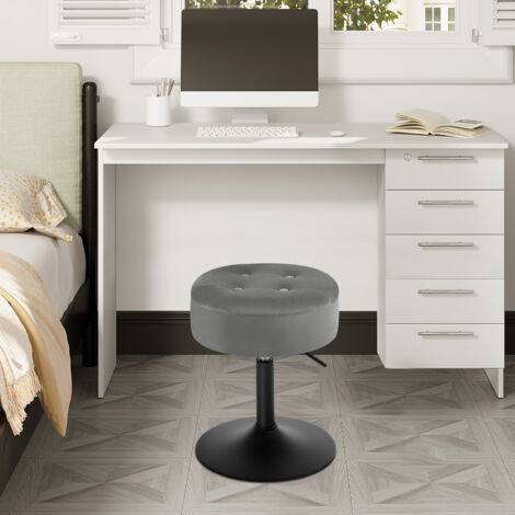 WOLTU Barhocker 2er Set, Sitzhocker mit Stauraum, Arbeitshocker höhenverstellbar, niedriger Bürohocker aus Samt, Metallgestell, für Bar Bistro Café Küche, Dunkelgrau