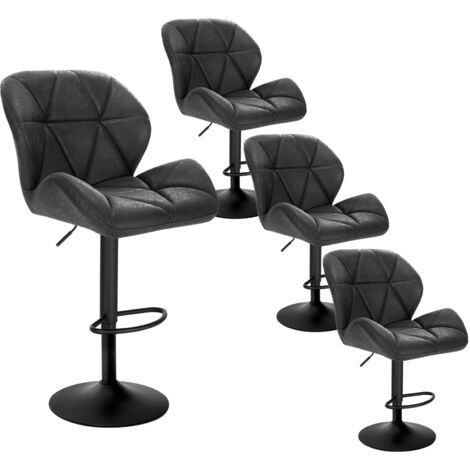 WOLTU Barhocker 4er Set, Barstuhl Höhenverstellbar, Bistrohocker mit Rückenlehne, höhenverstellbar,  360° Drehbar, Tresenhocker aus Kunstleder, belastbar bis 120 kg, Schwarz