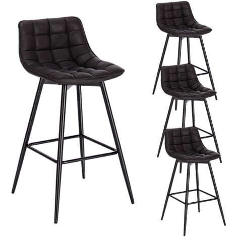 WOLTU Barhocker 4er Set, Tresenhocker Bistrohocker mit Rückenlehne Fußstütze, Barstuhl Küchenstuhl, aus Kunstleder Metallbeine, Anthrazit