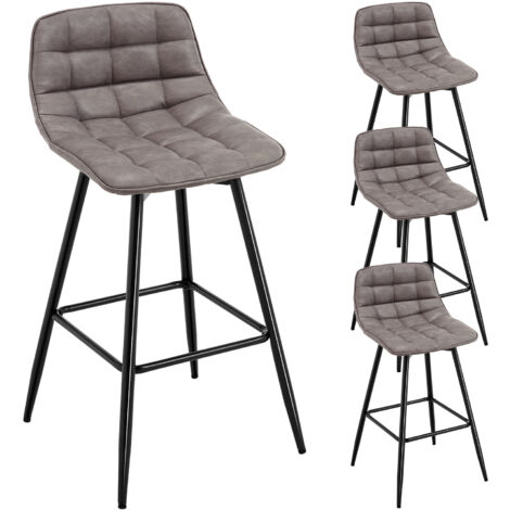 WOLTU Barhocker 4er Set, Tresenhocker Bistrohocker mit Rückenlehne Fußstütze, Barstuhl Küchenstuhl, aus Kunstleder Metallbeine, Dunkelgrau