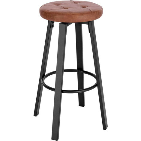 WOLTU Barhocker mit drehbarem Sitz Φ 35,5 cm, gepolsterer Hocker mit Kunstleder-Bezug, 120 kg belastbar braun