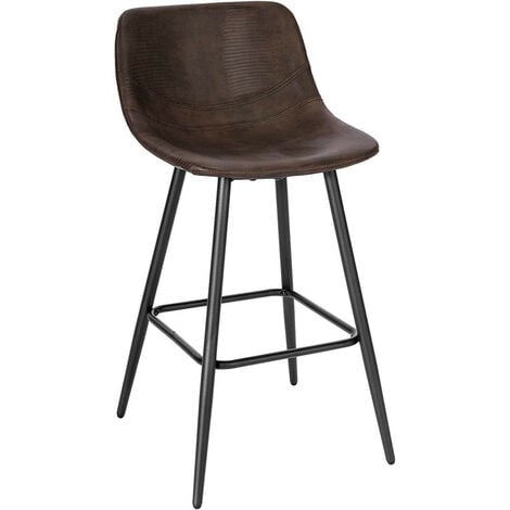 WOLTU Barhocker mit Rückenlehne, Barstuhl mit Sitzhöhe 63 cm, ergonomischer Hocker im Bar, Polsterstuhl mit Kunstlederbezug, Vintage-Hocker Braun, Stuhl aus Metall