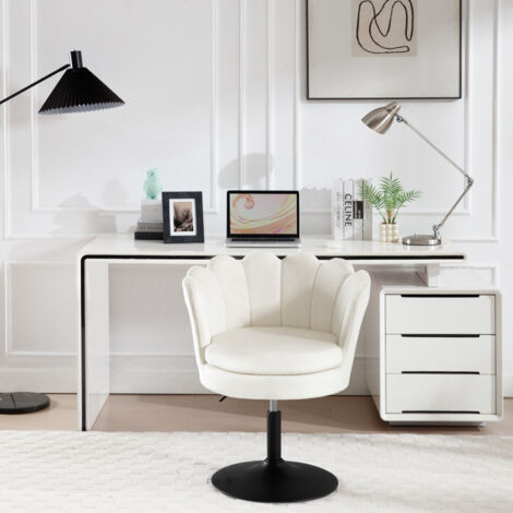 WOLTU Barhocker, Schminkstuhl mit Rückenlehne, Thekenhocker Höhenverstellbar, Barstuhl 360° drehbar, Bistrohocker 150 kg belastbar, Drehhocker mit Samtbezug, für Küche Hausbar, Beige