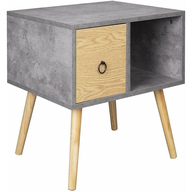 Beside Table w/ 1 Drawer Open Compartment Nightstand Storage Home Bedroom - Woltu