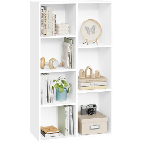 Woltu – Bibliothèque armoire 7 compartiments en MDF – Dimensions 60x30x108 cm – Rangement moderne blanc pour livres et accessoires