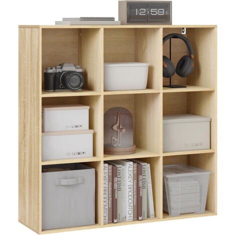 Woltu – Bibliothèque autoportante 9 compartiments – Dimensions 94x29,5x93 cm – Placage mélamine résistant à l'eau – Fixation murale incluse