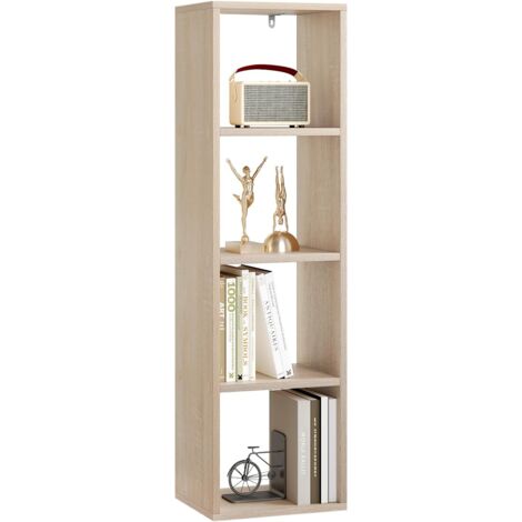 Woltu – Bibliothèque enfant 4 niveaux – Dimensions 30x106,5x23,5cm – Chêne clair – Étagère cube pour livres et objets décoratifs