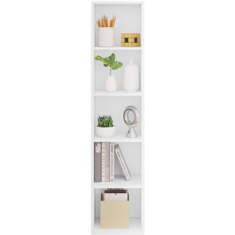 Woltu – Bibliothèque enfant 5 compartiments – Étagère à livres blanche – Dimensions 30x24x132cm – Panneaux de particules – Colonne semi-ouverte