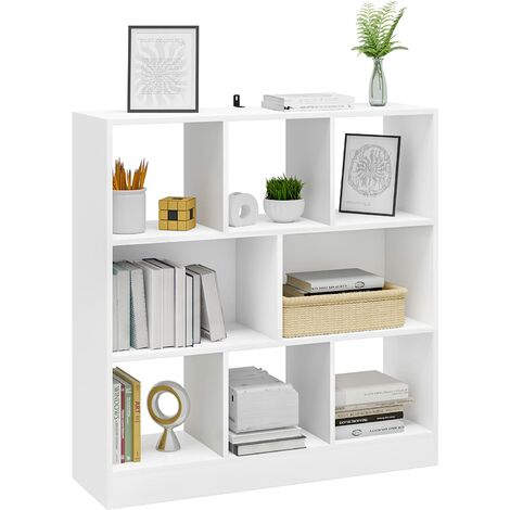Woltu – Bibliothèque étagère à livres 8 casiers – Mélamine blanche E1 – Dimensions 98x30x100cm – Capacité de charge 15kg par étagère