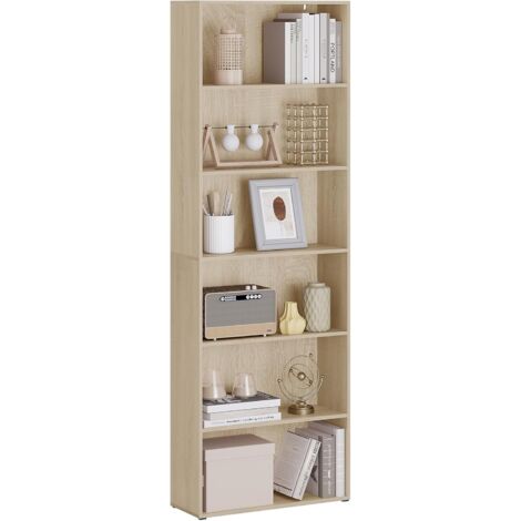 Woltu – Bibliothèque ouverte 6 niveaux 60x180x23,5 cm – Bois composite hydrofuge – Compartiments réglables pour rangement optimisé