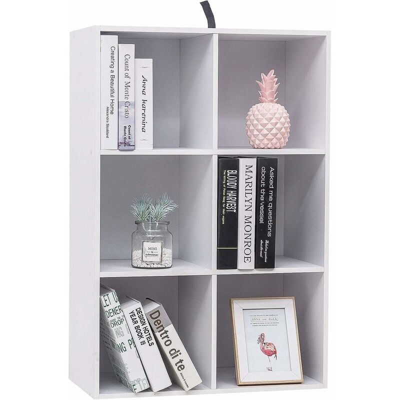Woltu - Bibliothèque armoire Etagère de rangement en mdf, Meuble de rangement avec 6 compartiments, 60x30x89 cm, Blanc