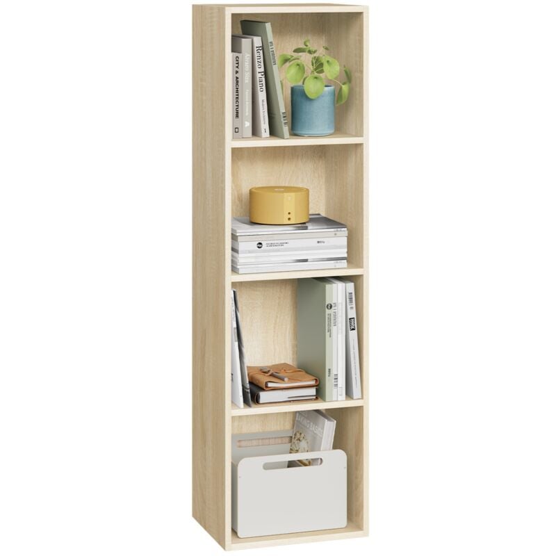Woltu - Bibliothèque Armoire en Panneaux de Particules Etagère de Rangement Colonne Semi-Ouvert, 30x24x106cm, Chêne clair