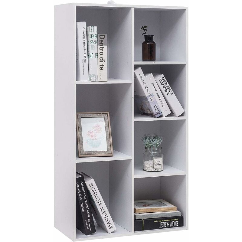 woltu - bibliotheque armoire. etagere de rangement. meuble rangement avec 7 compartiments. 60x30x108 cm. blanc