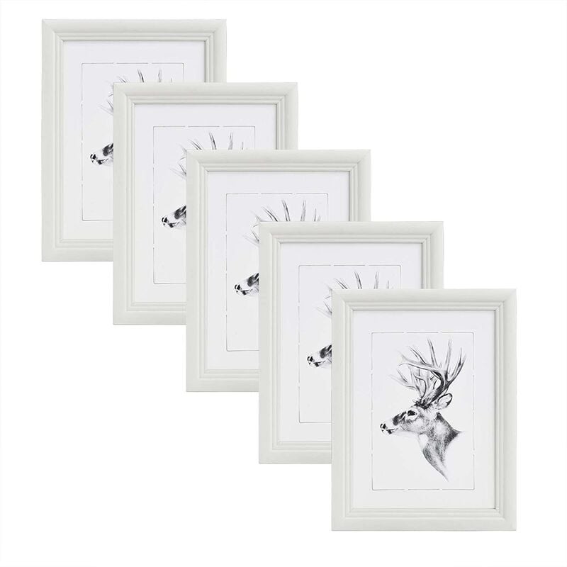 5x photo frames picture frames Modern Wall Art Hanging Frame Poster White - White - Woltu