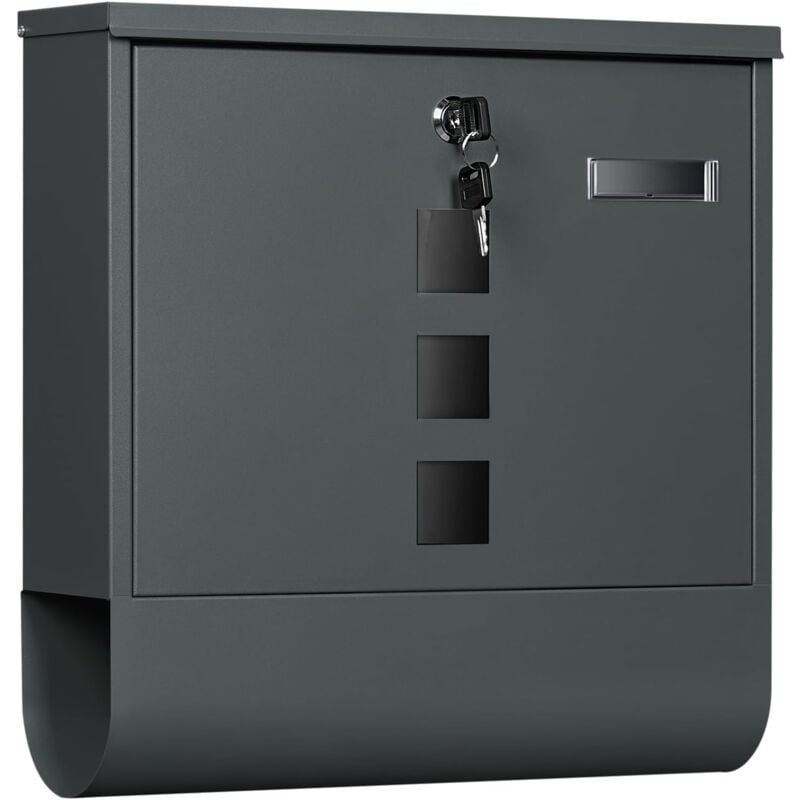 Woltu - Boîte aux Lettres 37x11x37cm, Boîte Postale avec Serrure, avec 3 Fenêtres Transparentes, Anthracite
