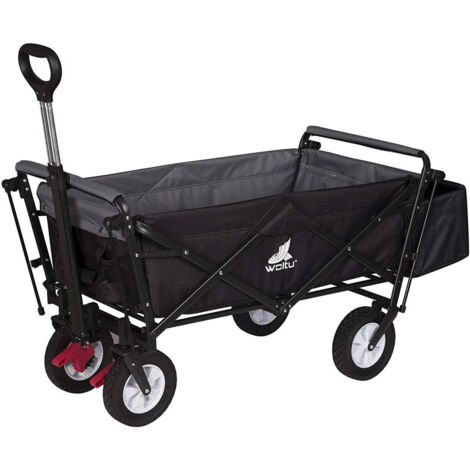 WOLTU Bollerwagen faltbar Handwagen Gartenwagen mit Dach, Rollen mit Bremse, Strandwagen mit Sonnenschutz, für Garten Camping Kinder, 80 kg belastbar, Anthrazit