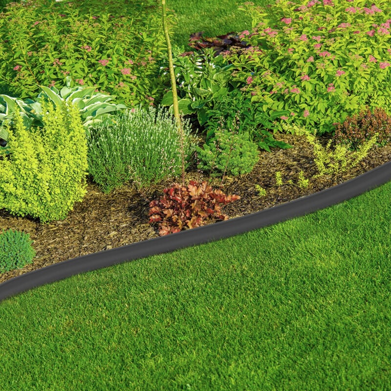 Woltu - Bordure de pelouse Flexible en Plastique avec Bord supérieur Rond. 12 m. Bordure de Parterre résistante aux uv et aux intempéries. Pliable et