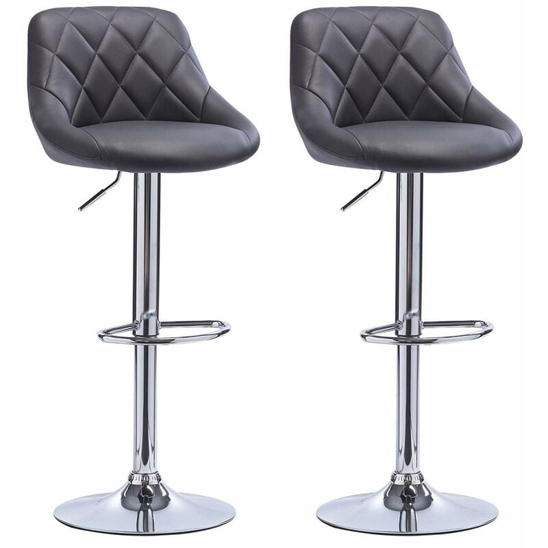 2 pcs bar stools chairs Breakfast Dining stools chairs for Kitchen Adjustable Grey - Woltu