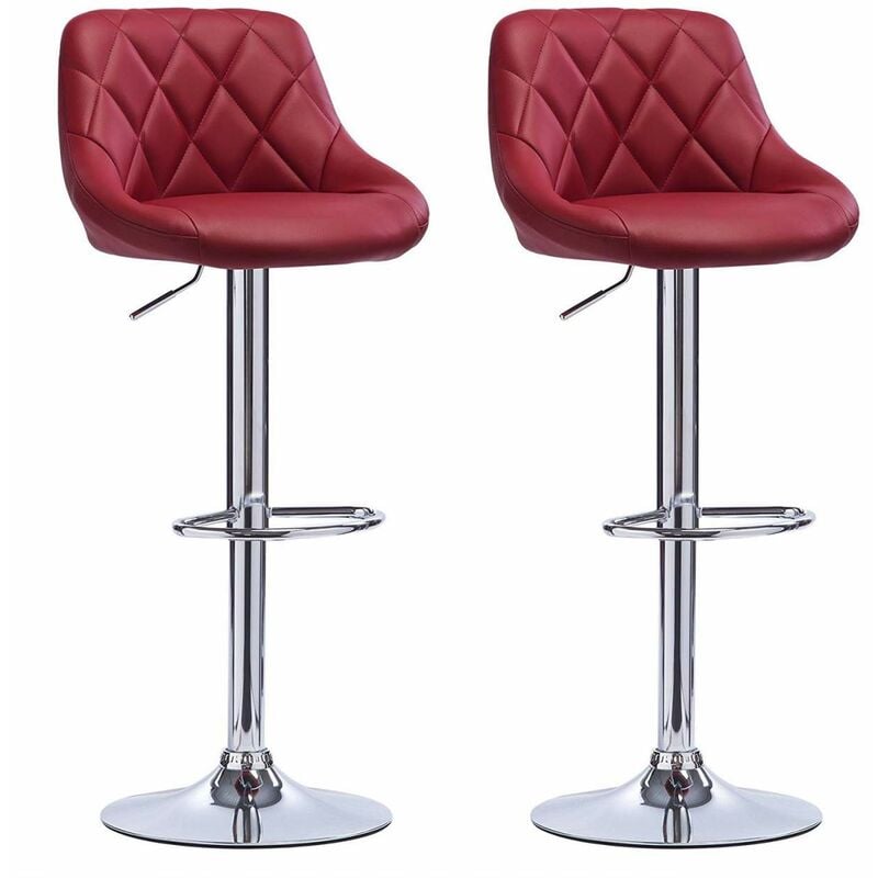 2 pcs bar stools chairs Breakfast Dining stools chairs for Kitchen Adjustable Dark Red - Woltu