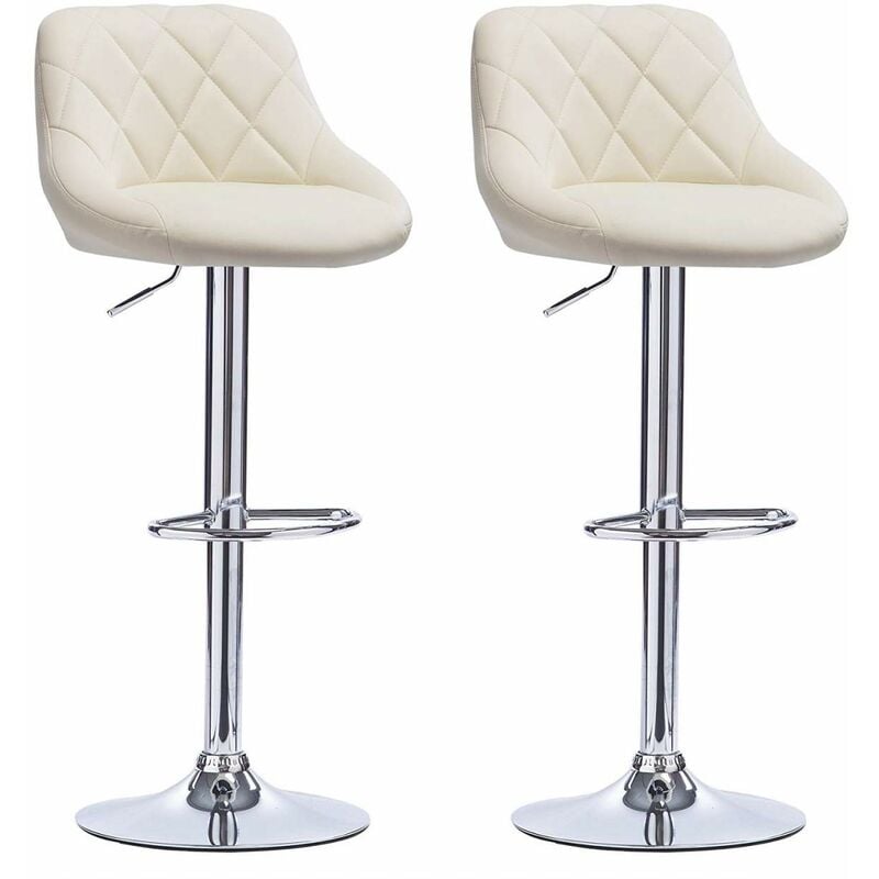 2 pcs bar stools chairs Breakfast Dining stools chairs for Kitchen Adjustable Cream - Woltu