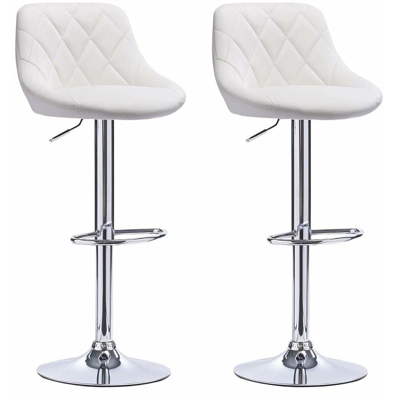 2 pcs bar stools chairs Breakfast Dining stools chairs for Kitchen Adjustable White - Woltu