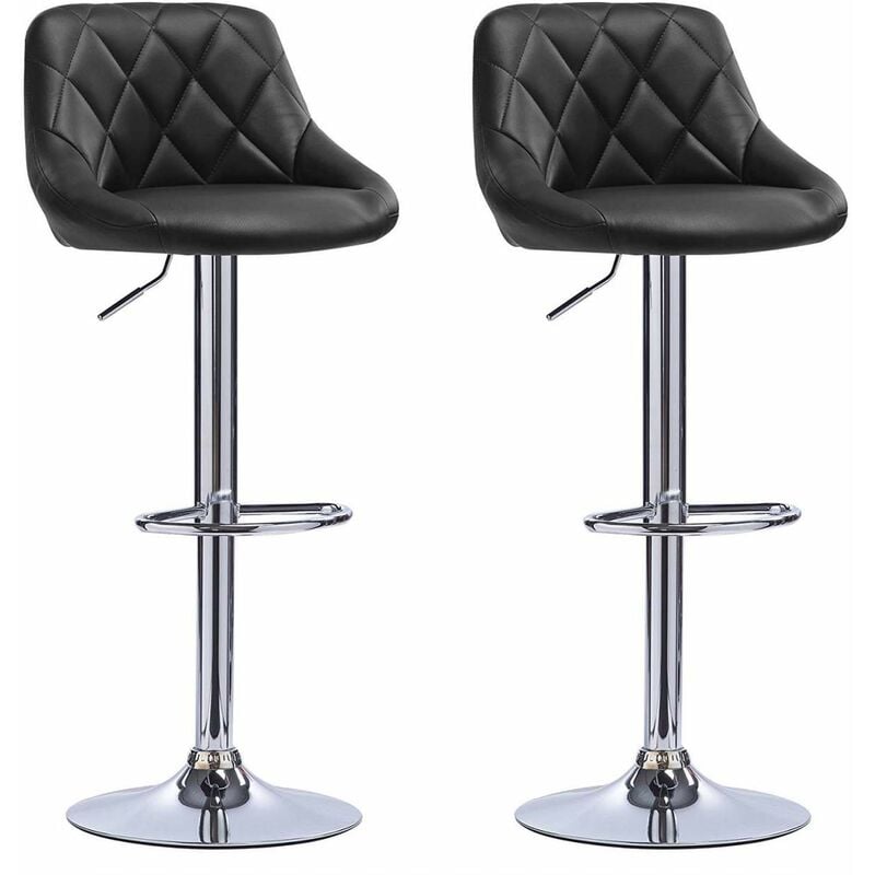 2 pcs bar stools chairs Breakfast Dining stools chairs for Kitchen Adjustable Black - Woltu