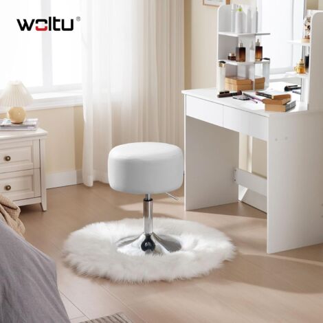 WOLTU Breakfast Kitchen Counter bar stools chairs Faux Leather Seat Adjustable barstools White