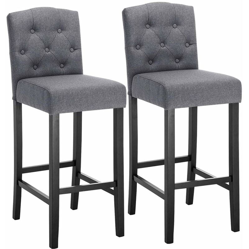 Breakfast Kitchen Counter chairs bar stools Bar chairs Wood Legs barstools Dark Grey - Woltu