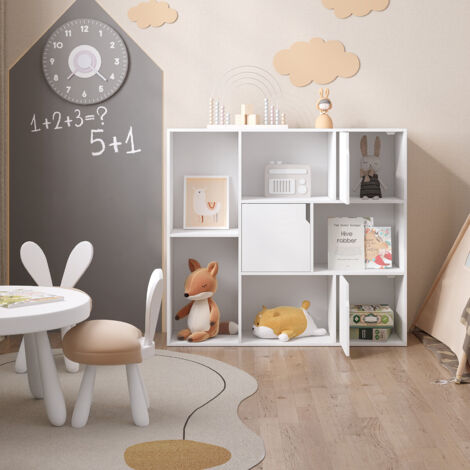 WOLTU Bücherregal, Bücherschrank mit 8 Fächern, Aufbewahrungsregal mit 3 Türen, Aktenregal, Standregal für Wohnzimmer  Büro  Schlafzimmer, 106x96x30 cm, Weiß