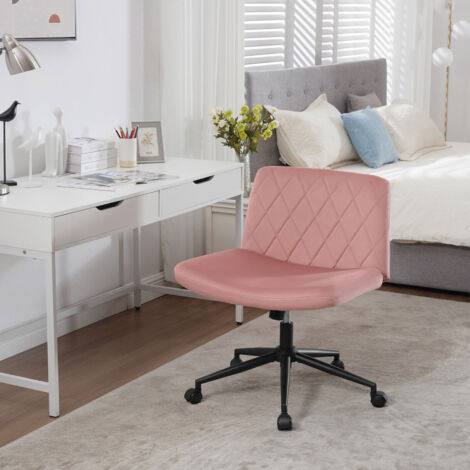 WOLTU Bürostuhl ergonomischer, Schreibtischstuhl ohne Armlehnen, Drehstuhl mit breiter Sitzfläche, Arbeitsstuhl höhenverstellbar, Rückenlehne 100°-120° neigbar, Samt, Rosa