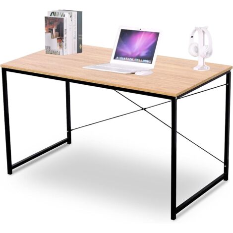 WOLTU Table de bureau en bois et acier.Bureau d’ordinateur.Bureau informatique avec étagère. 120x74x71.5cm.12.8kg