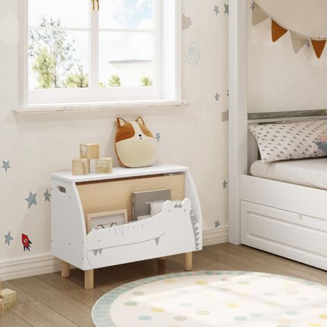WOLTU Caja de Juguetes para Niños Diseño de Cocodrilos Baul de Juguetes con Tapa Abatible Organizador de Juguetes 60x30x44 cm Sala de Juegos Dormitorio Sala de Estar