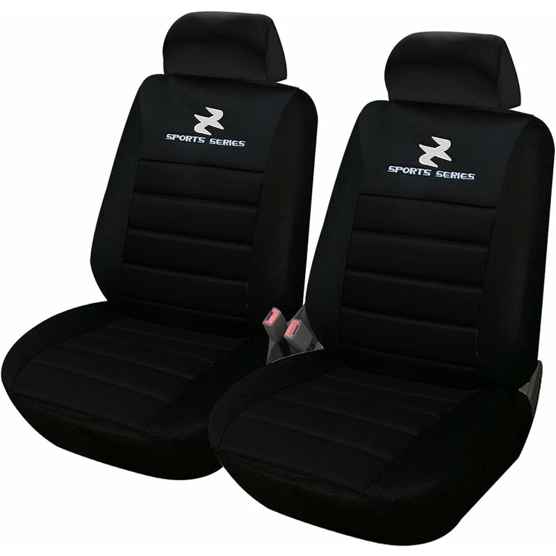 Woltu - Car Van Seat Covers Front Pair black Universal for Cars Vans Car Seat Protector Black