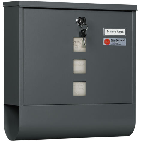 WOLTU Cassetta postale con Area per Giornali, coperchio chiudibile con chiave, 37x10.5x37 cm, Antracite