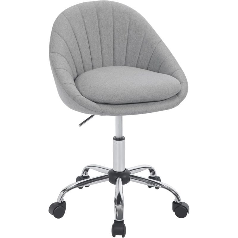 Woltu - Chaise Bureau en Lin, Chaise Coiffeuse, Chaise Pivotante, Chaise de Bureau Ergonomique, Réglable en Hauteur, Gris