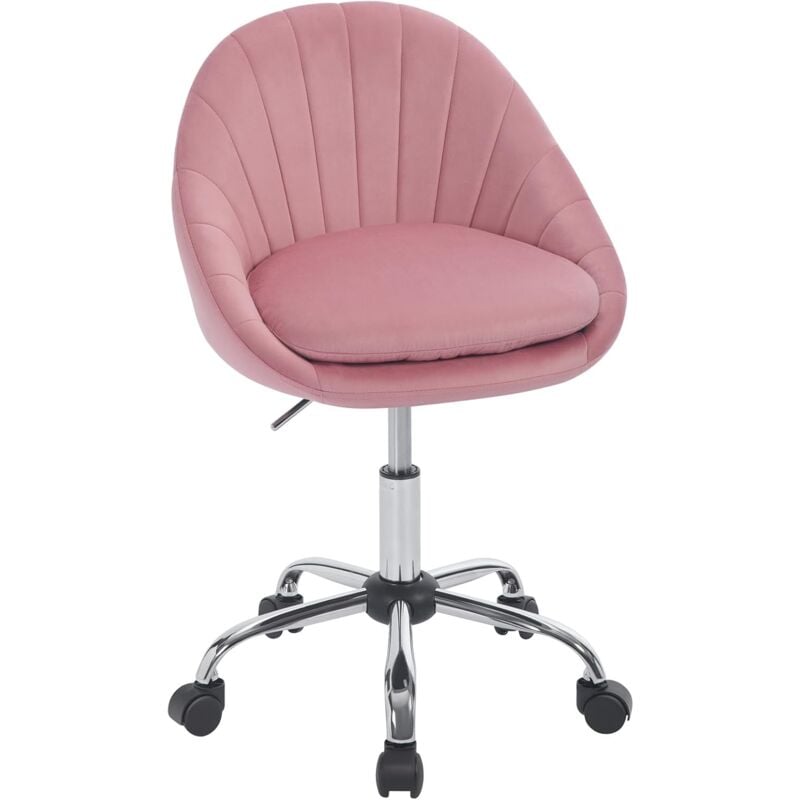 Woltu - Chaise Bureau en Velours, Chaise Coiffeuse, Chaise Pivotante, Chaise de Bureau Ergonomique, Réglable en Hauteur, Rose