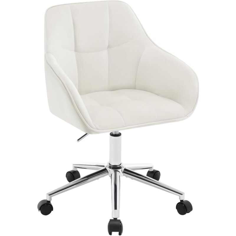 WOLTU Chaise Bureau, Chaise Coiffeuse, Fauteuil de Bureau Ergonomique, Chaise Pivotante, en Velours + Métal, Crème Blanc