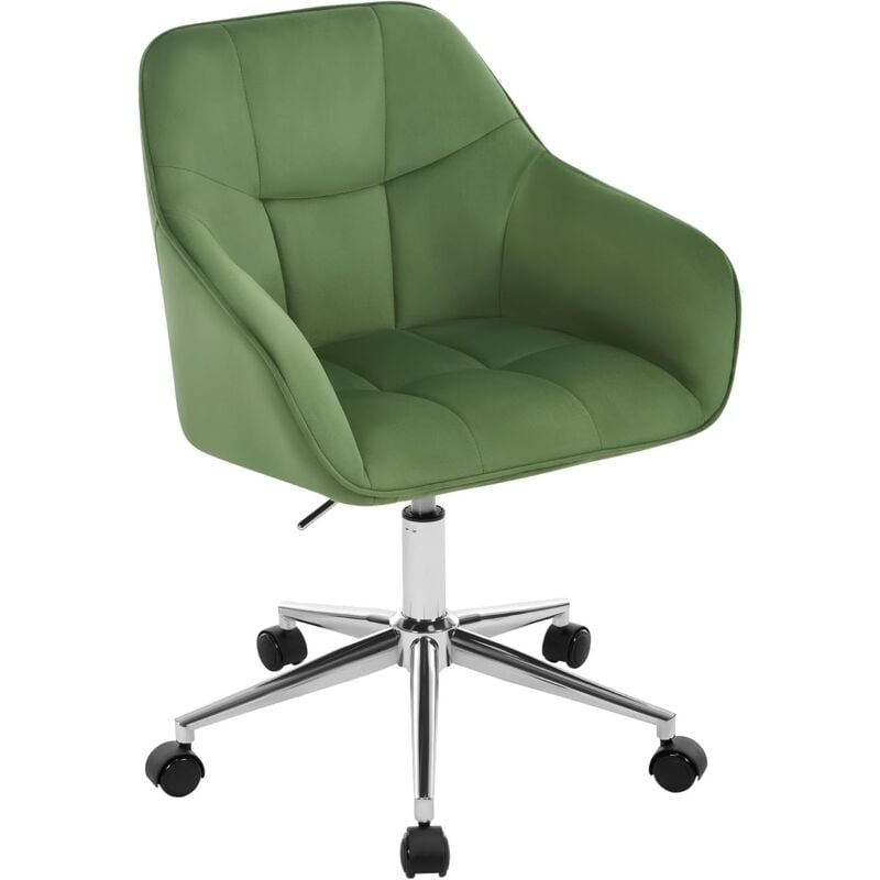 Woltu - Chaise Bureau Chaise Coiffeuse en Velours, Fauteuil de Bureau Hauteur Réglable, Vert