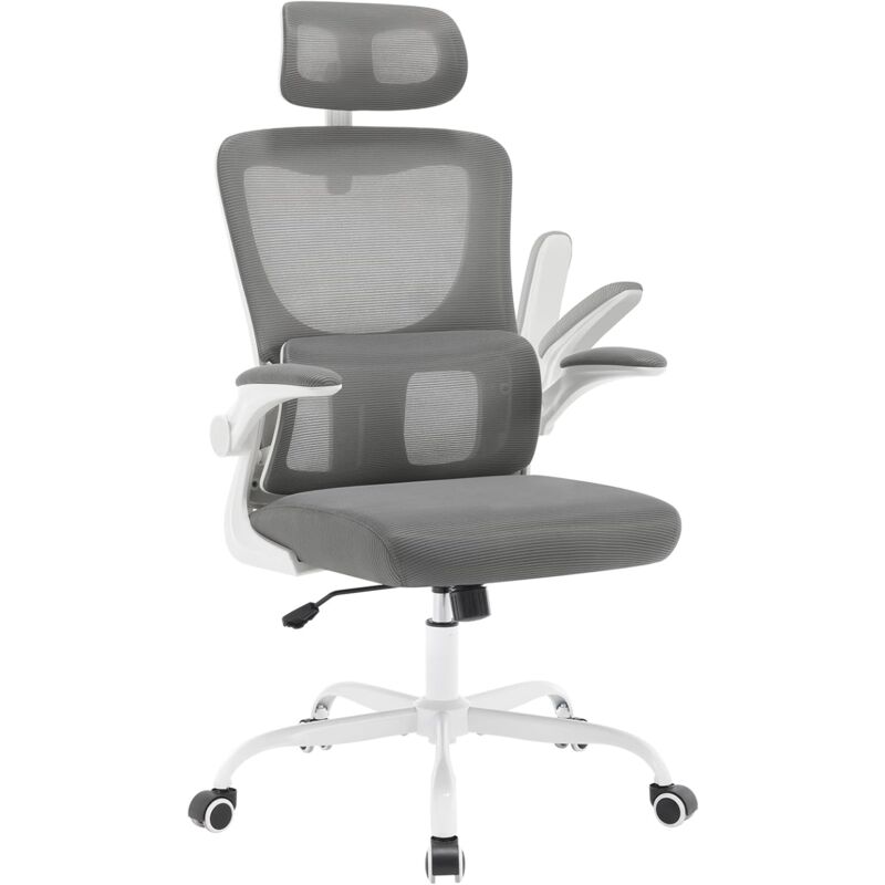 Woltu - Chaise de Bureau Ergonomique, Chaise Pivotante sur roulettes, avec Fonction Inclinable, Appui-Tête Réglable, Accoudoirs Relevables, en