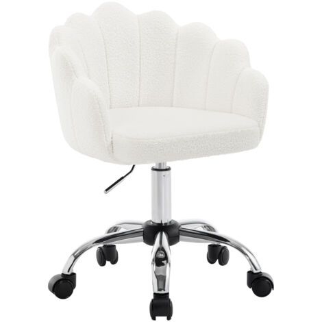 Woltu – Chaise de bureau pivotante en cachemire et métal – Hauteur réglable 44-53,5 cm – Assise confortable 41 x 37,5 cm – Couleur crème blanc