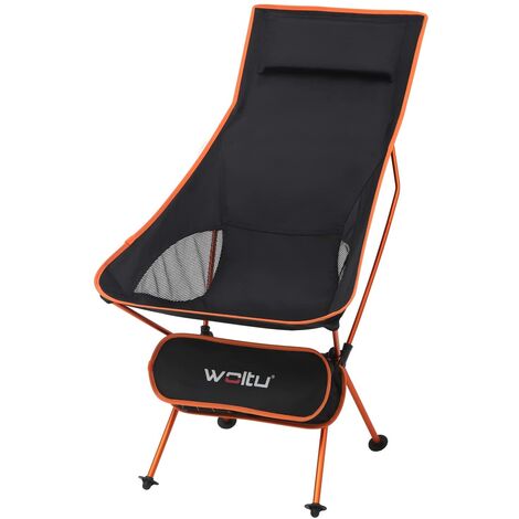 WOLTU Chaise de Camping. Chaise de pêche. Fauteuil Pliable légère et Solide. Orange + Noir