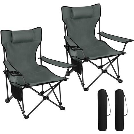 Woltu – Chaise de camping lot de 2 – Fauteuil de pêche léger 3.55kg – Tissu oxford 600D – Charge max 150kg – Poche de rangement et porte-gobelet