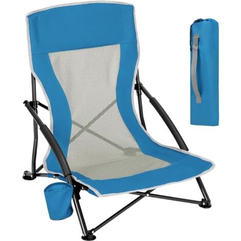 WOLTU Chaise de Plage Pliable, Chaise Pliante Camping, Transat de Plage, Chaise de Pêche Portable, Fauteuil Pliant, Bleu